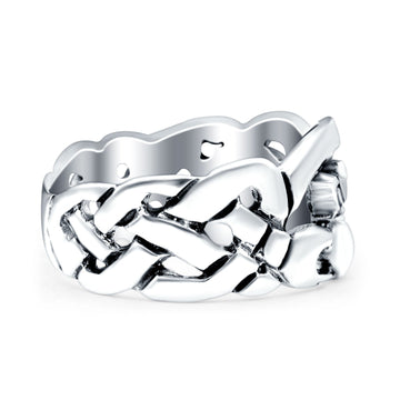 Claddagh Oxidized Band Solid 925 Sterling Silver Thumb Ring (10mm)